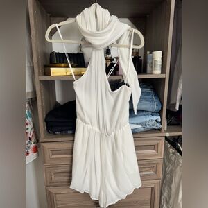 STYLESTALKER White Romper With Neck Scarf